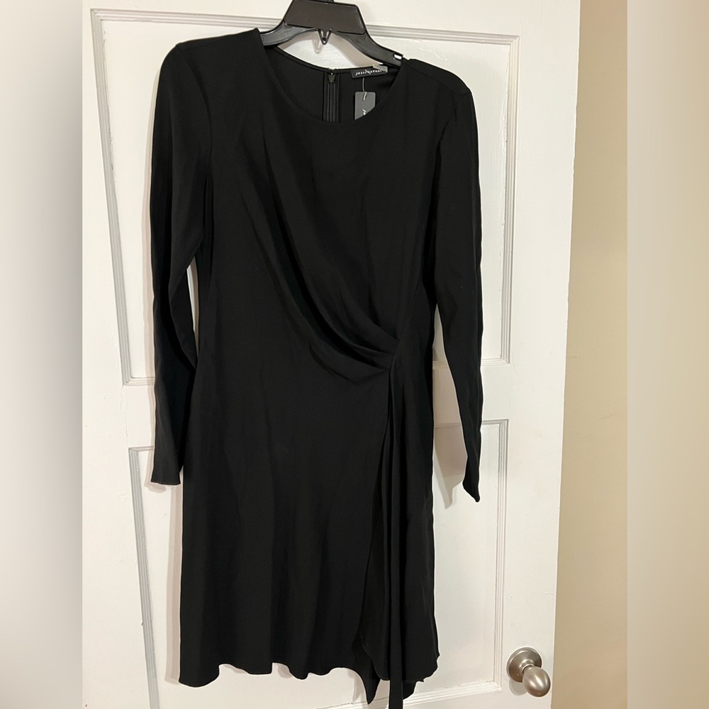 Josie Natori satin black crepe dress